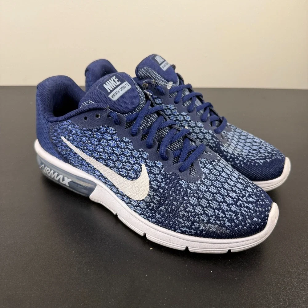 Nike Air Max Sequent 2 Shoes Women's 8.5 Blue Lace-Up Athletic Sneakers Casual